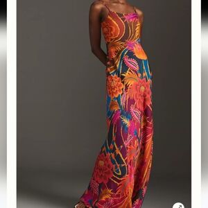 Farm Rio Bare Pop Sloral Slim Maxi Dress. Size Medium